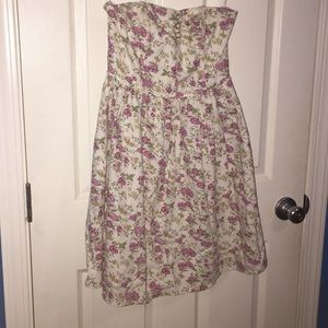 White with purple flower dress